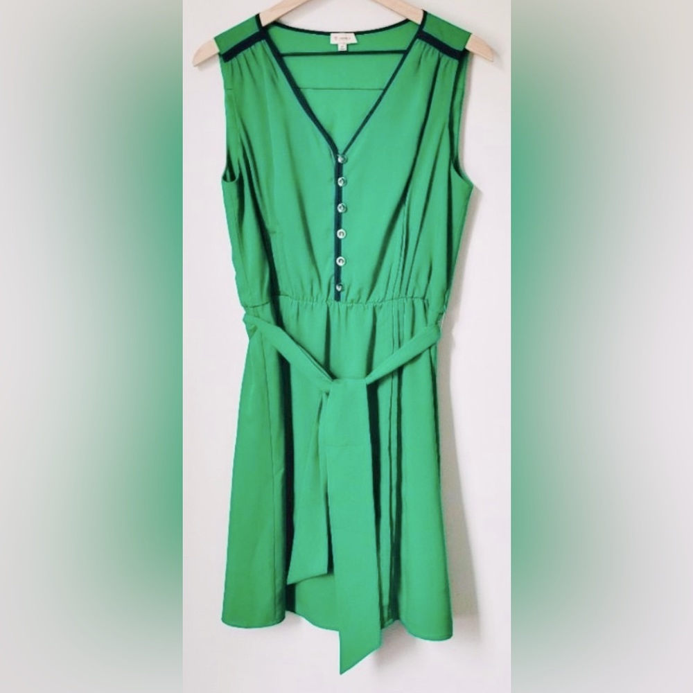 Daniel Cremieux Emerald Green &Navy Blue Fit & Flare Dress Size Large sleeveless